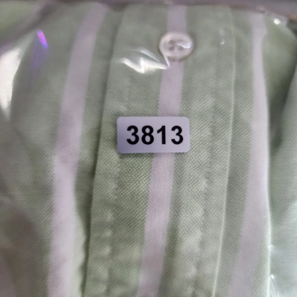 Polo Ralph Lauren Button Down Shirt Mens 16-34 Large Green White Stripe Pony